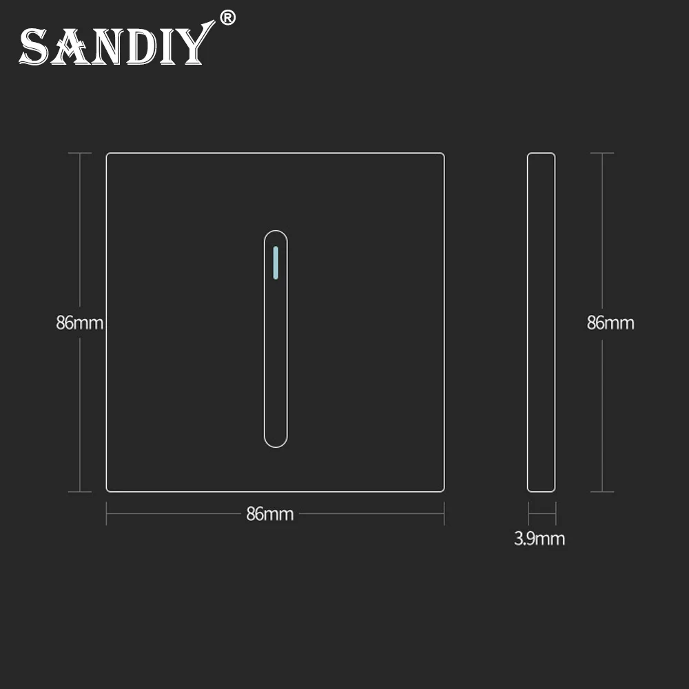 Switch Light Wall Power Switch Socket Embedded Type 86 Glass Panel 1/2/3/4 Gang 1/2 Way Control Switches On Lights Off Lamps