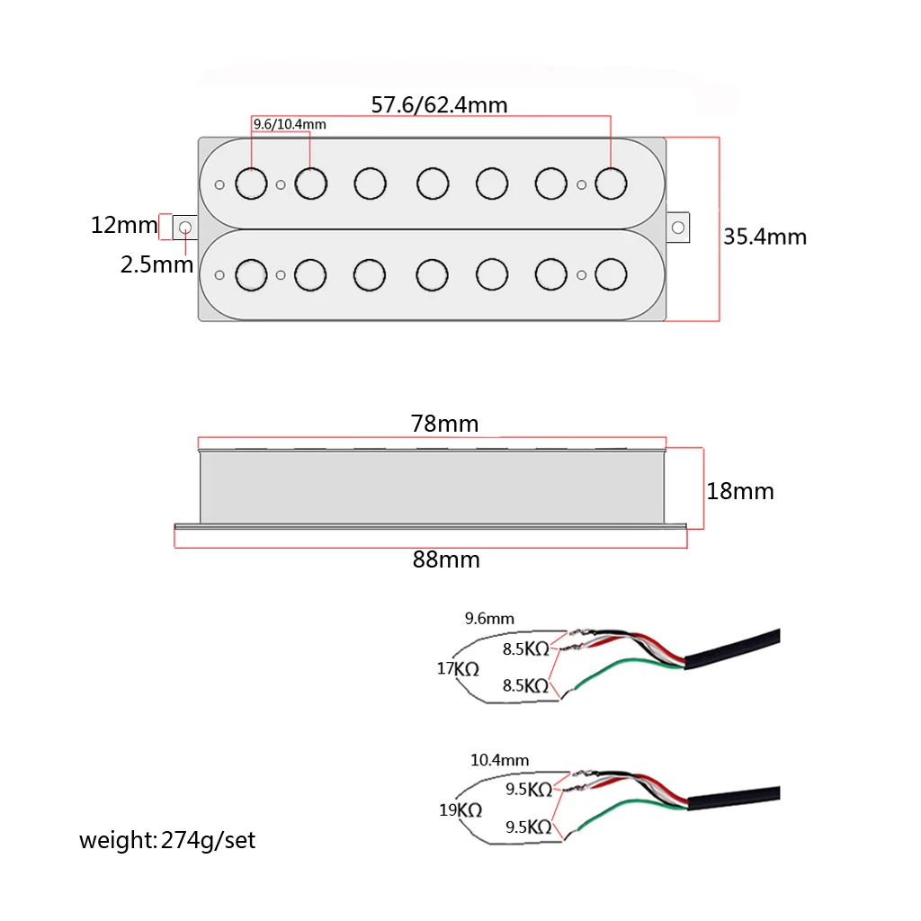 7 strings fiber alnico v  neck and Bridge Pickup Humbucker Guitar