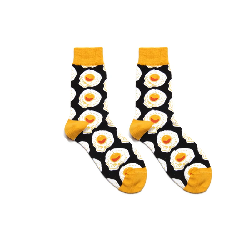 Socken Lustige Cartoon Ei Sushi Blatt Avocado Dessert Nette Harajuku Glücklich Skate Straße Hip Hop Vintage Casual Baumwolle Socken