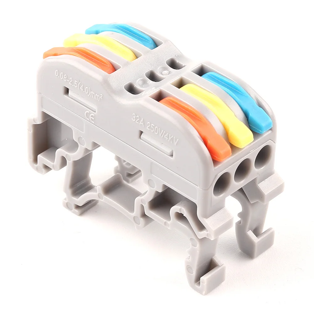 Conector de Cable eléctrico compacto Universal, Conector rápido de Riel Din, 222, 223, lámpara de luz LED, Terminal Conductor de cableado