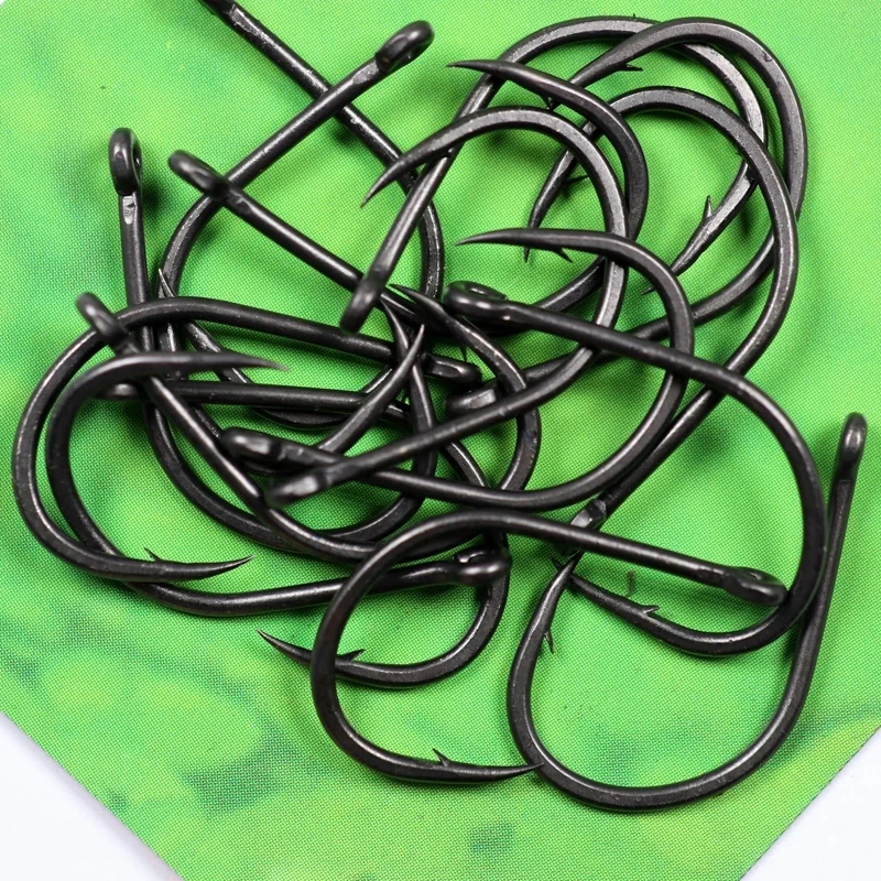 100pcs Fishing Hooks Carp Bait Boilies Fishhook Coated High Carbon Steel Hooks Wide Gape Barbed Hooks  Carp Hair Rig Chod Tackle