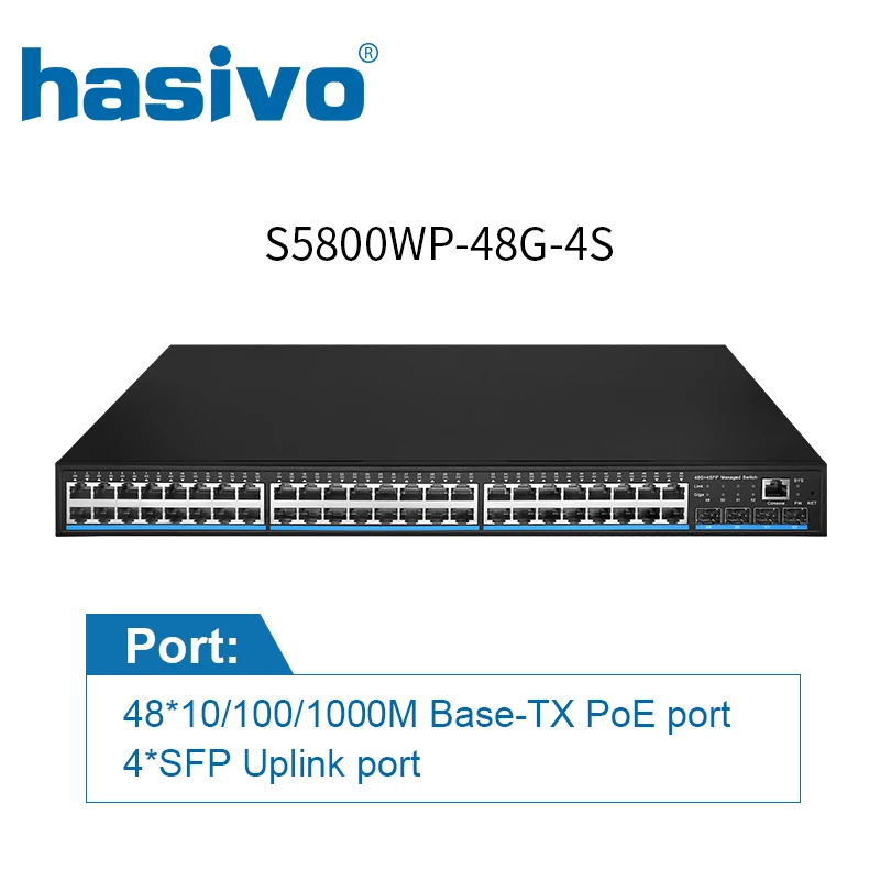 48 Port Managed PoE Ethernet Switch 600W Managment Switch With 48 Port 10/100/1000M RJ45 PoE 4 Port SFP Fiber Switch