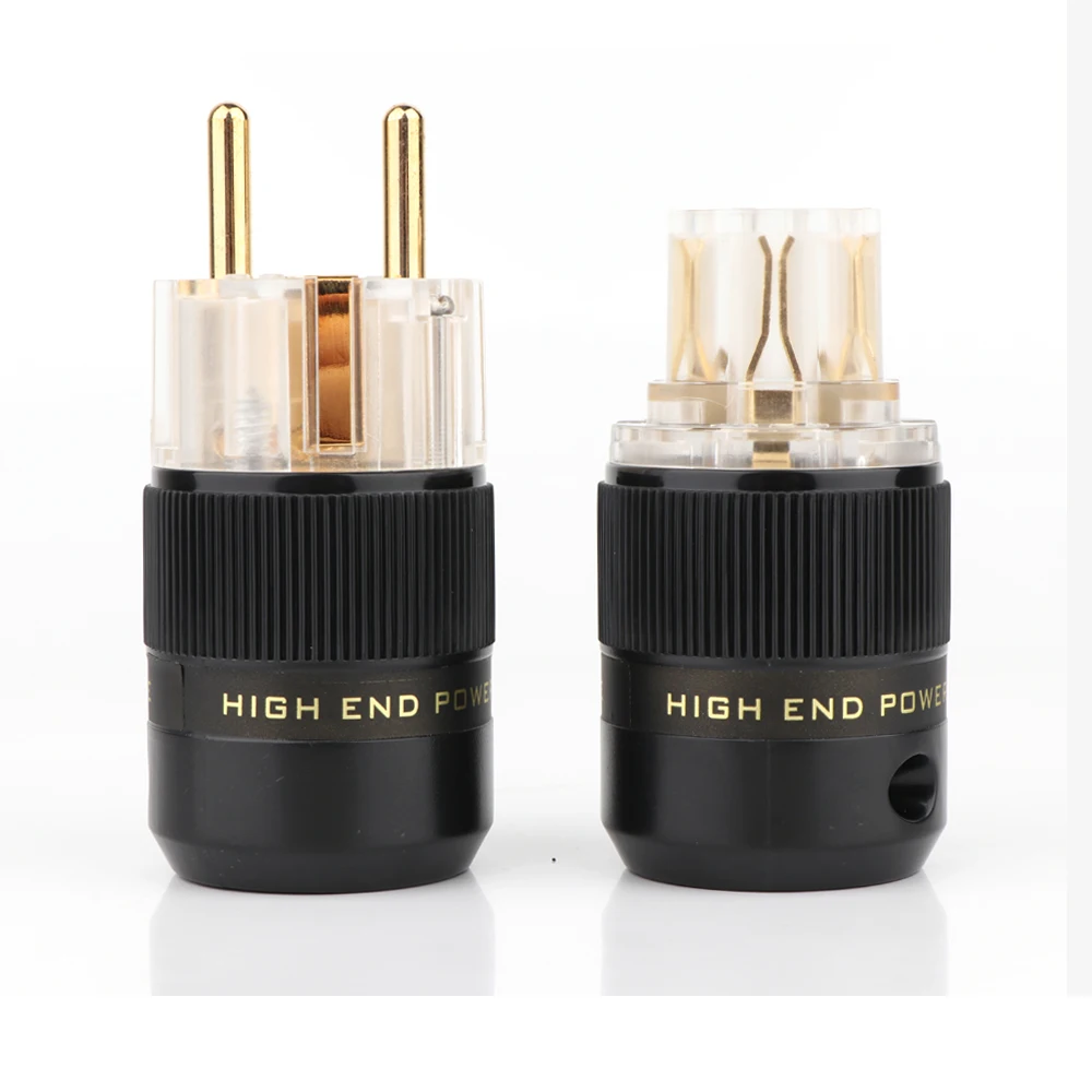 High Quality Schuko Power Plug EU Plug Hifi European plug Male Female Power Plug 24K Gold plated Rhodium silver Plated HIFI diy