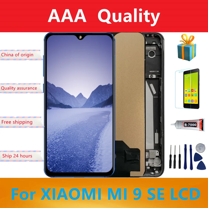 5.97\'\' AMOLED TFT  For Xiaomi Mi 9 SE Mi9 Se LCD Display Touch Screen Digitizer Assembly With Frame For Xiaomi Mi 9se LCD Screen