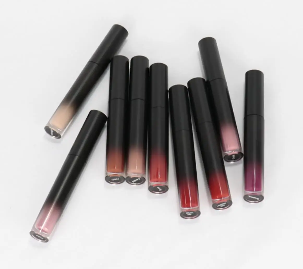 30pcs Lipgloss Private Label Low Moq Gradient Round Tube Long Lasting Pigment Vegan Cruelty Free Non-fading Lip Gloss Wholesale