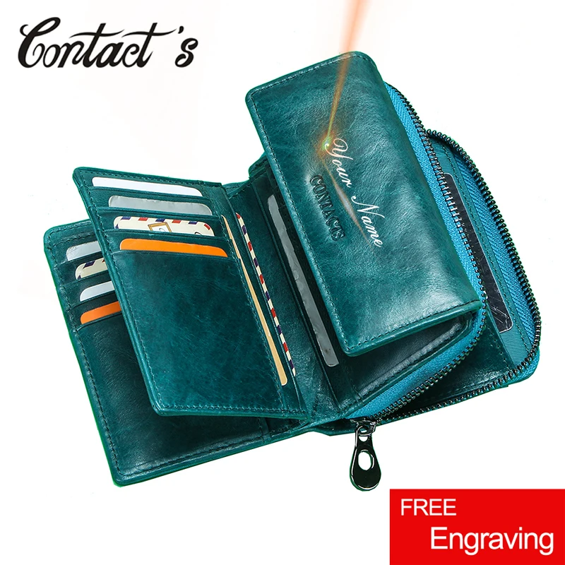 

Contact's Free Engraving Wallet Women 2022 Small Money Bags Gift for Ladies Genuine Leather Female Coin Purse Card Holder Rfid