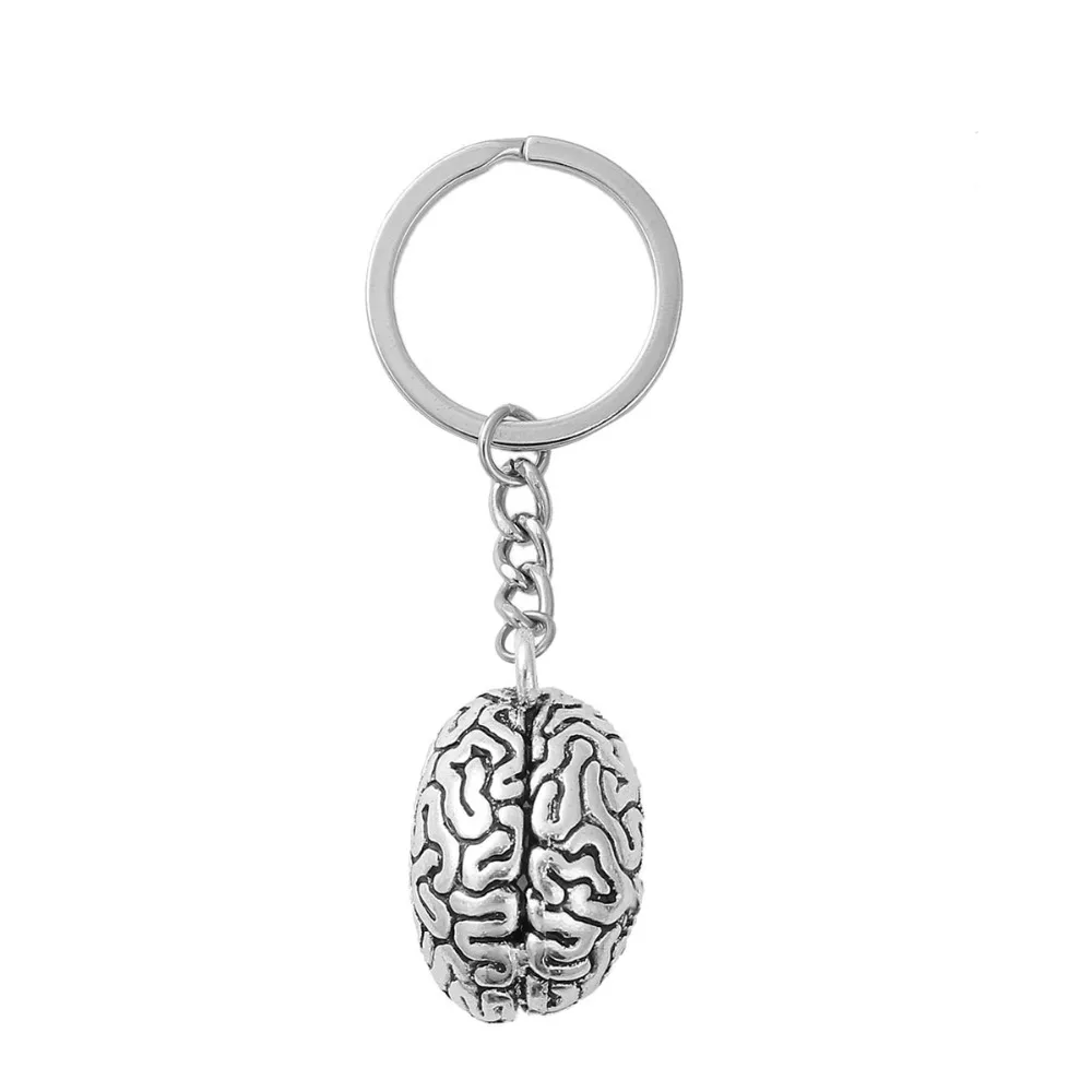 

DoreenBeads 3D Keychain & Keyring Key Chains Anatomical Human Cerebrum Brain Halloween Jewelry Silver Color Color 8.7cm, 1 Piece