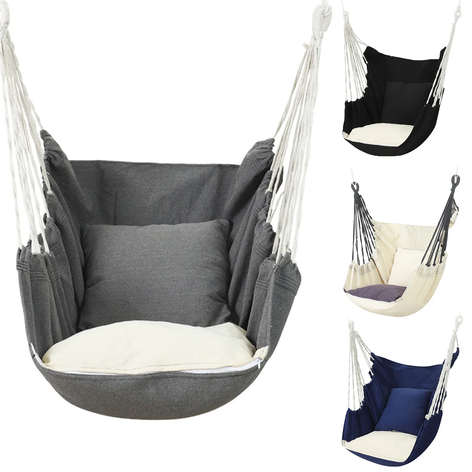 

Outdoor Hammock Garden Patio White Cotton Portable Dormitory Swing Chair Hanging Bed Swing Chair Bed Cotton Indoor Hanging Chair