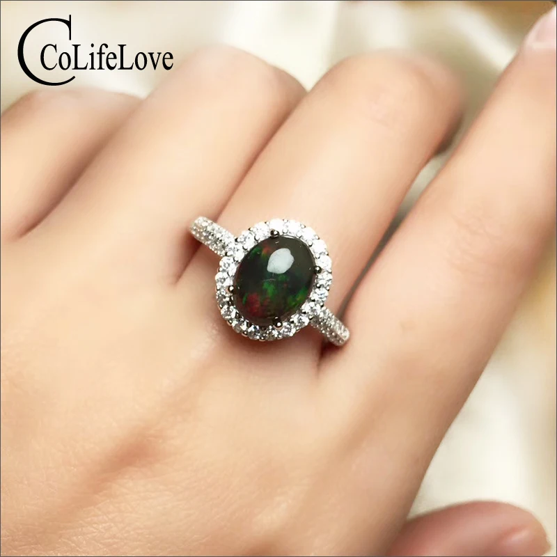 

CoLife Jewelry 925 Silver Opal Jewelry for Daily Wear 8mm*10mm Natural Opal Silver Ring Classic Silver Gemstone Ring