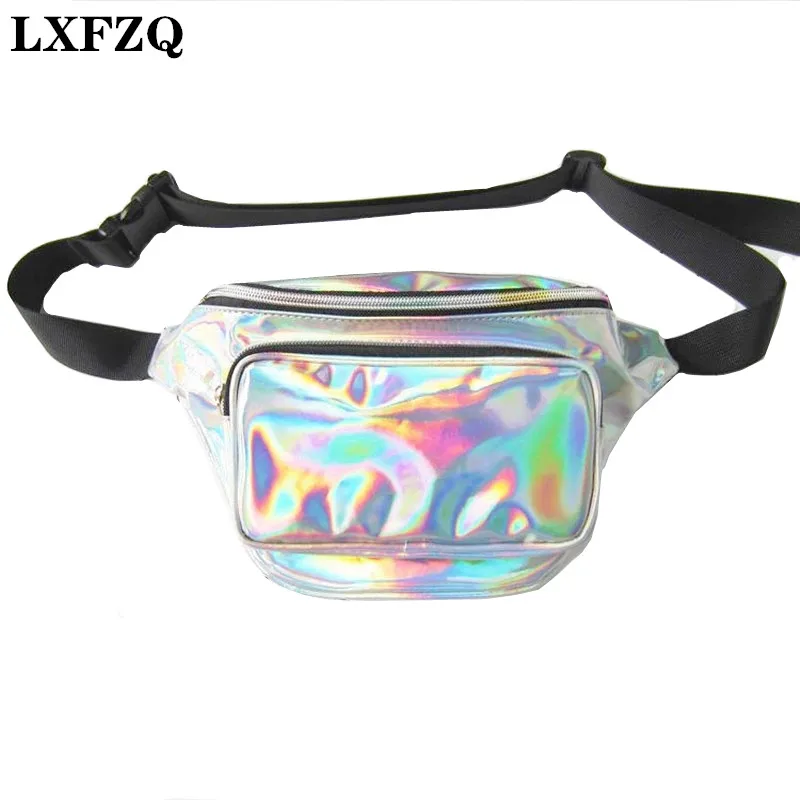 Thighbags fanny pack for women PU laser waist bag holographic leg bag leather for women\'s Belt buckle heuptas