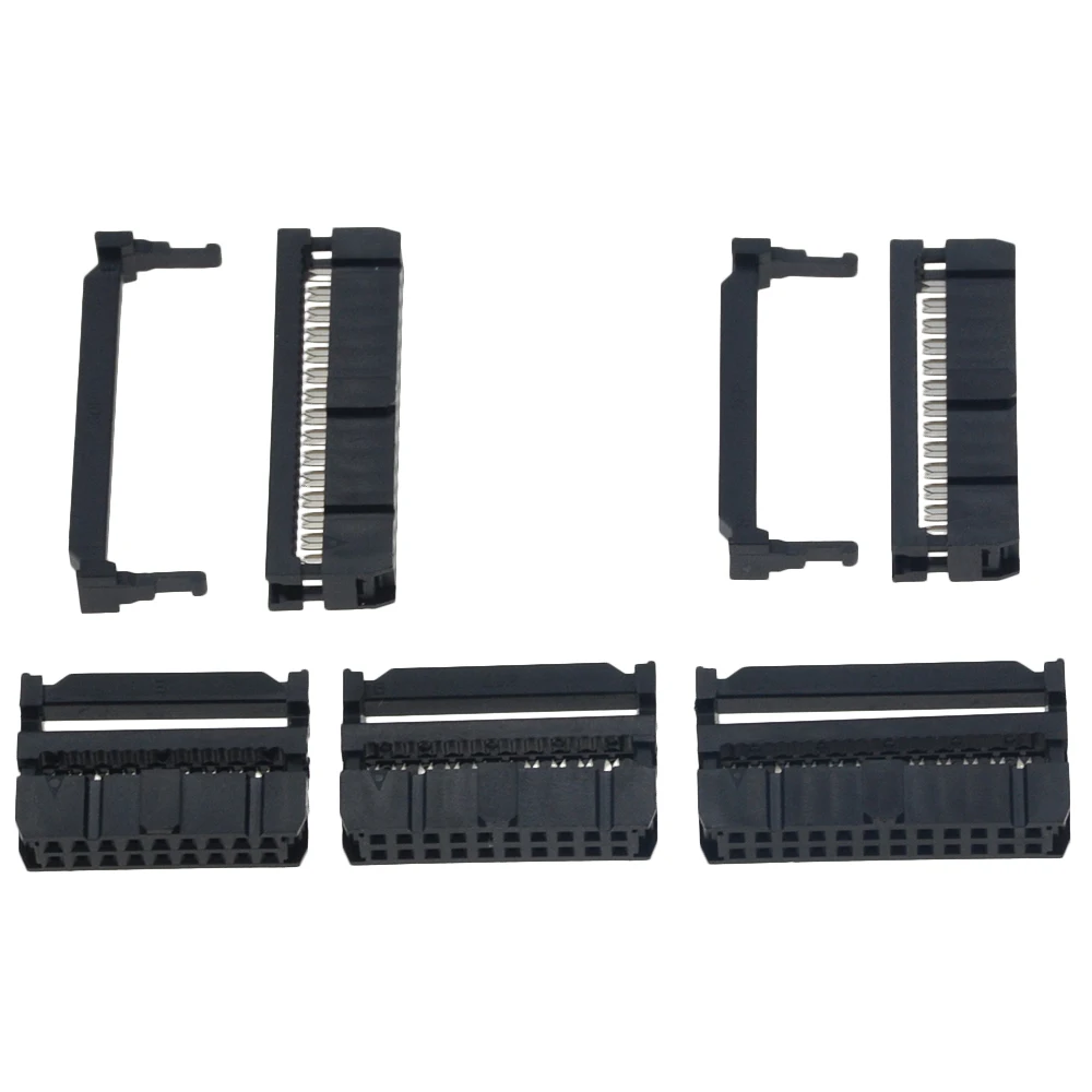 5PCS FC-6-64Pin 8P 10P 12P 14P IDC Socket Pin Dual Row Pitch 2.54mm IDC Connector Cable Socket Plug Ribbon Cable Connector