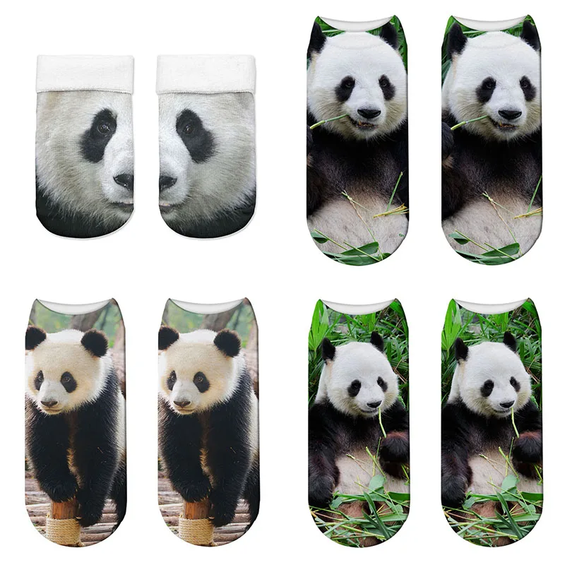 

Fashion Casual Cool Panda Patterned Harajuku Socks Women Hipster Funny Cotton Short Socks Female Art Low Thin Socks