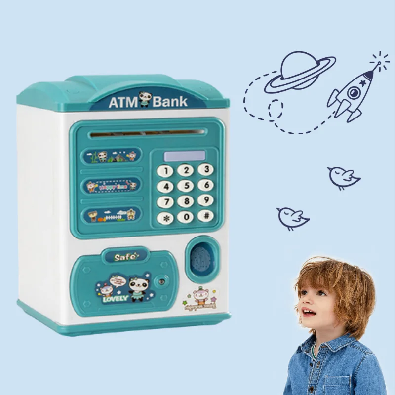 حصالة على شكل حيوان إلكترونية للأطفال ، حصالة بصمات الأصابع ، صندوق توفير كبير للعملات المعدنية ، حصالة نقود أصلية
