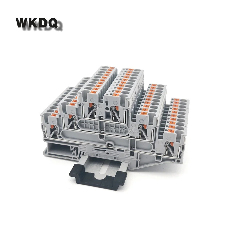 

50Pcs PT 2.5-3L 3 Level Wire Electrical Triple Layer Feed Through Electrical Connector Push-in Din Rail Terminal Block PT2.5-3L