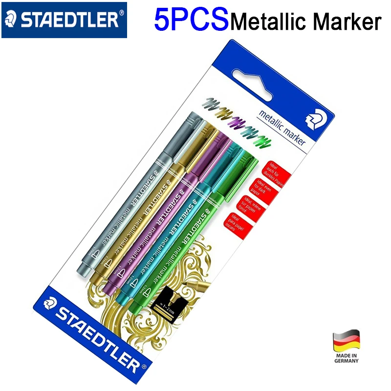 Staedtler 8323 Metallic colors marker pen office & school stationery supplies 5pcs/set