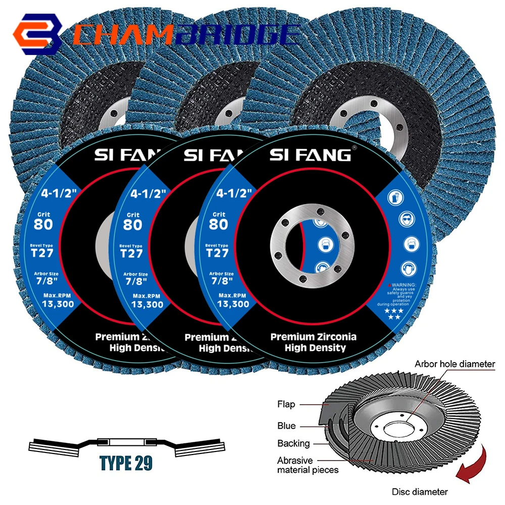 4.5 inch Flap Discs Zirconia Grinding Wheels 40/60/80/120 Grit Professional Flap Discs Sanding Abrasive Blades for Angle Grinder