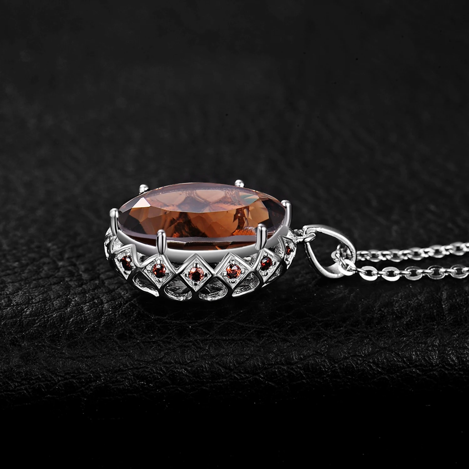 JewelryPalace ogromny 8ct naturalne kwarc dymny 925 srebrny wisiorek naszyjnik dla kobiet bez łańcuszka — zdjęcie 5