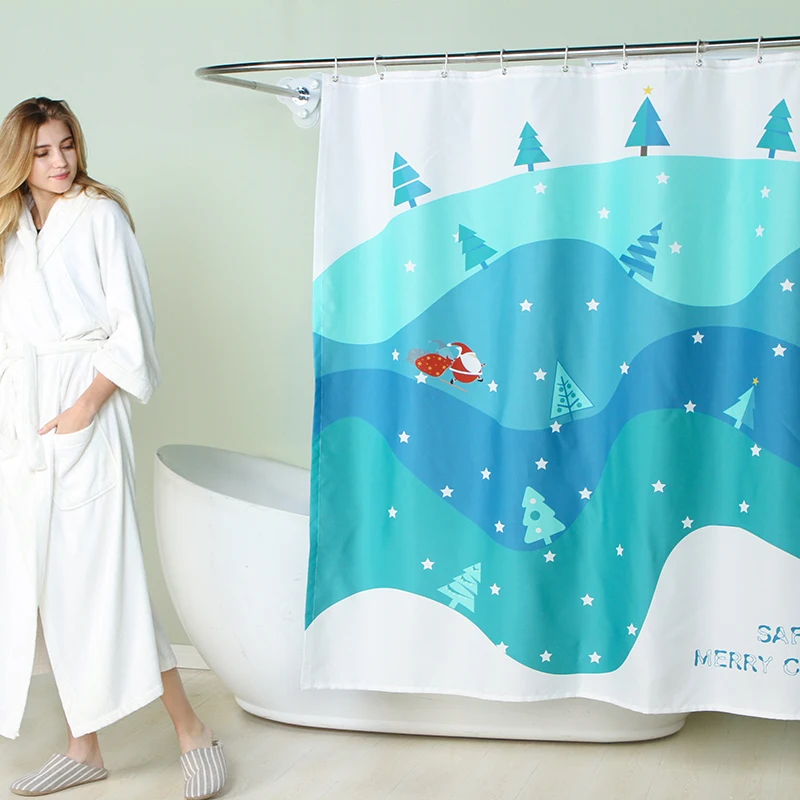 

Shower Curtain, Waterproof Design and Polyester, Quick-Drying, Weighted Hem,W 150 cm x H 185 cm, Durable and Washable with Hooks