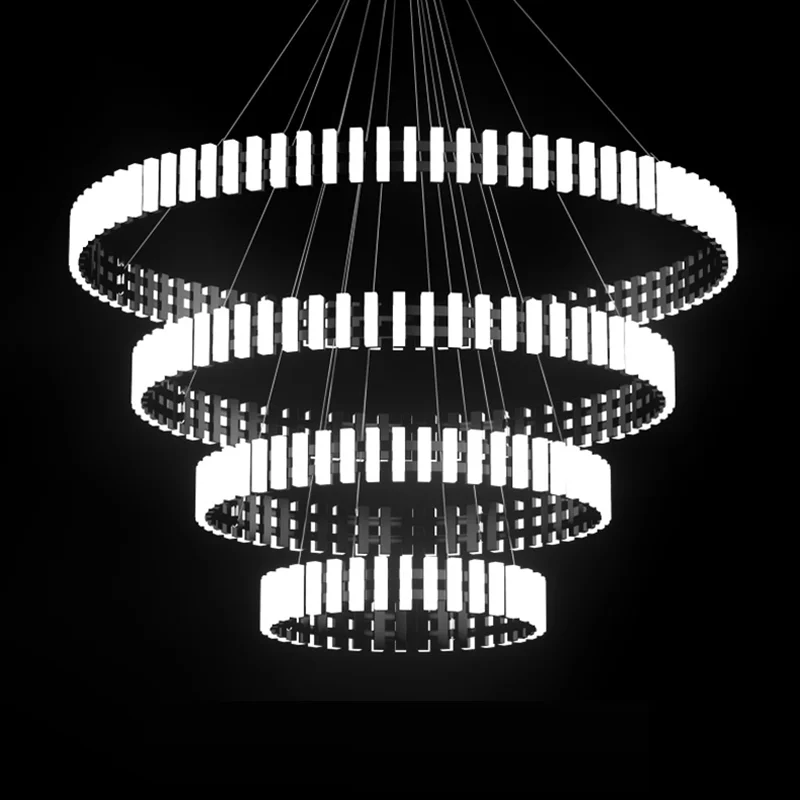 

Modern Simple Duplex Black Iron LED Dimming Light Chandelier Bedroom Livingroom Dining Room Warm White Ring Pendant Lamp Fixture