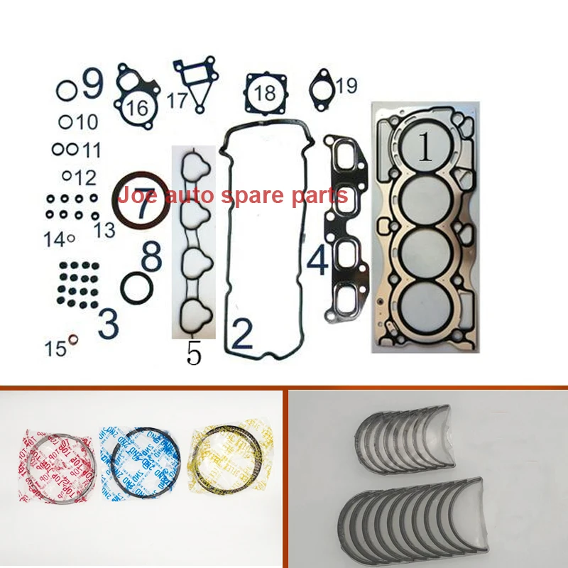 

QR20 QR20DE Full gasket set kit crankshaft connecting rod bearing piston ring for Nissan X-Trail Primera Serena Teana 2.0L