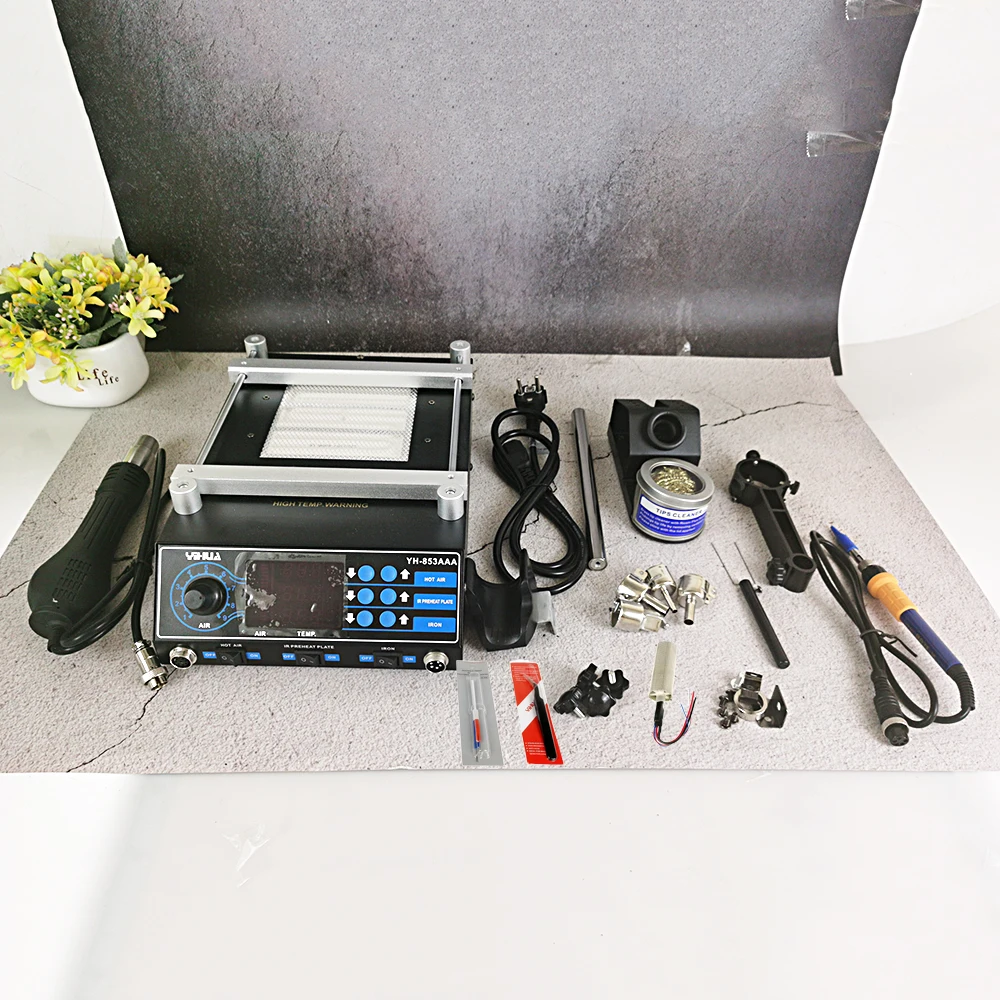 Preheating Station PCB Preheater Soldering Station YIHUA 853AAA BGA Rework Station Soldering Iron Heat Gun Welding Station 1350W