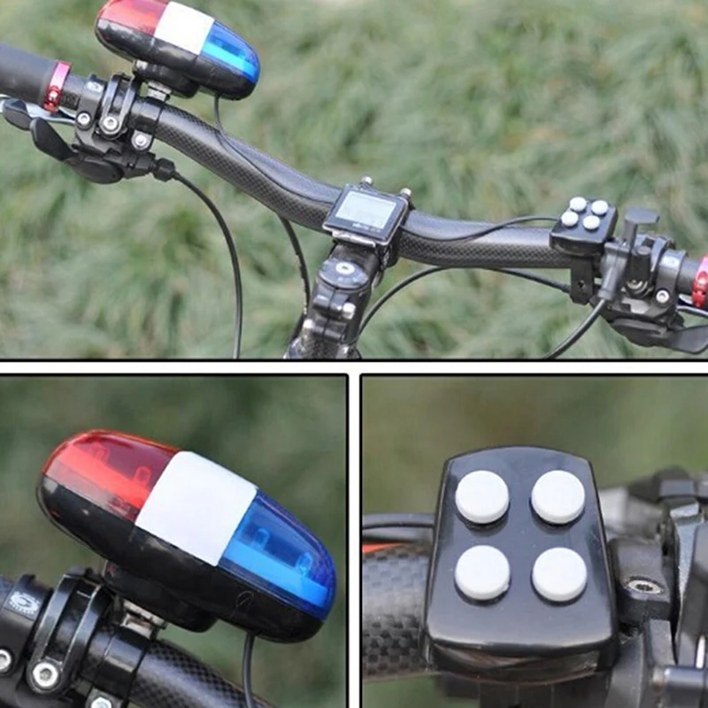 Fietsbel 6 Led 4 Tone Fiets Hoorn Fiets Oproep Led Motorfiets Politie Licht Elektronische Luide Sirene Kid Accessoires Fiets scooter