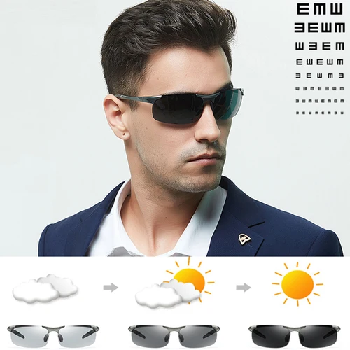 Gafas de sol fotocromáticas para miopía para hombre, lentes de conducción polarizadas, camaleón, cambio de Color, gafas graduadas de transición