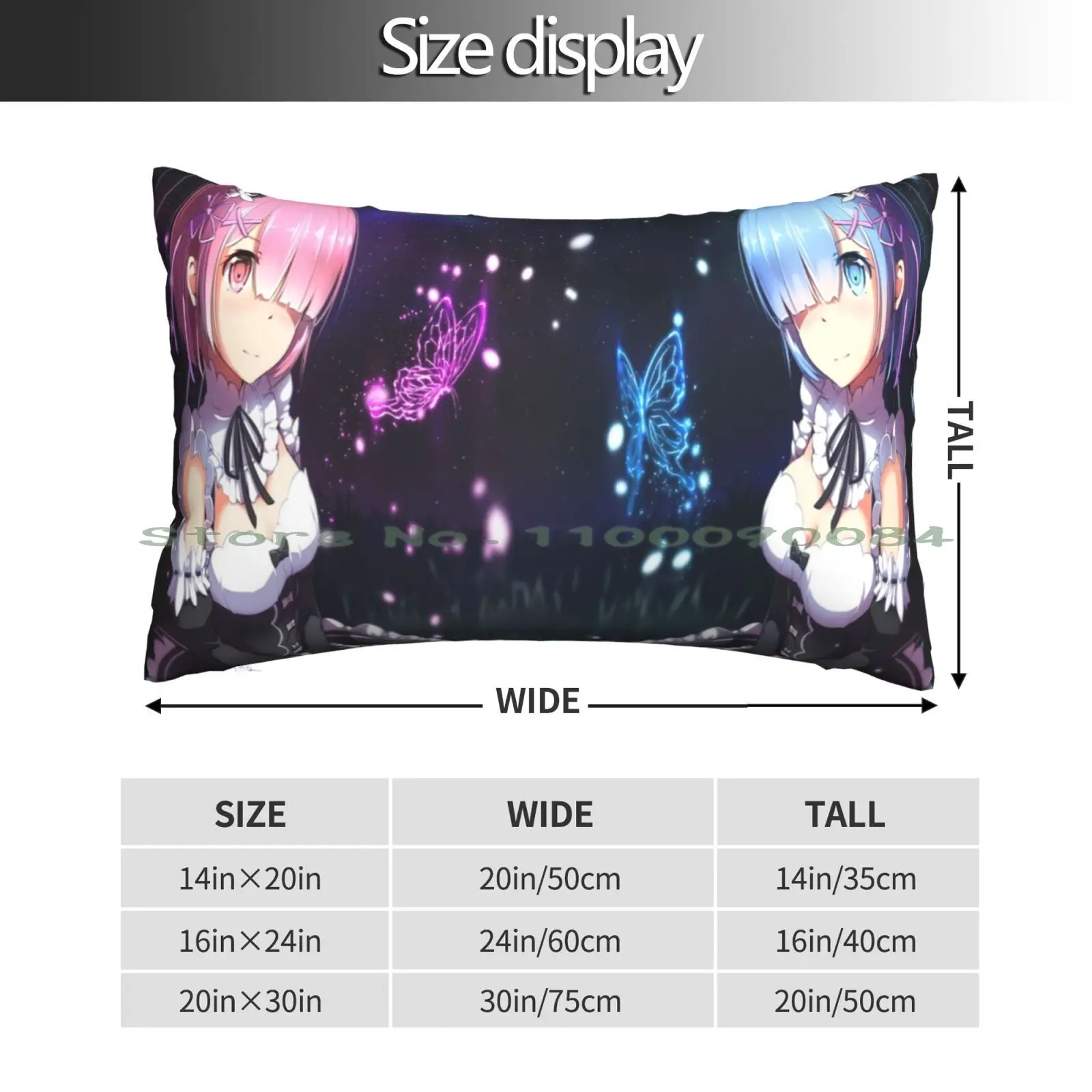 Re Zero Rem And Ram Pillow Case 20x30 50*75 Sofa Bedroom Moto Panigale Motorsport Long Rectangle Pillowcover Home Outdoor