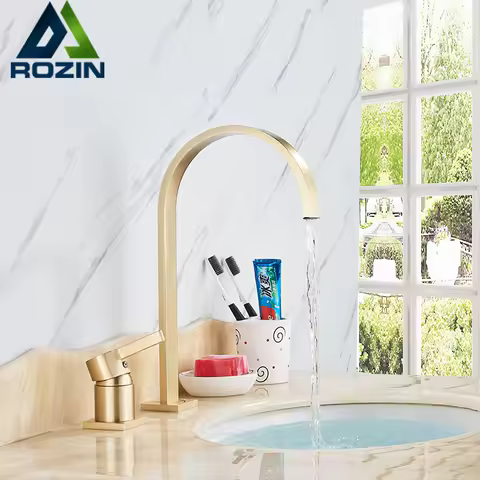 Brushed Golden Basin Faucet 5 Colors Single Handle Widespread Bathroom Sink Mixer Tap Deck Mounted Bathtub Mixers Crane