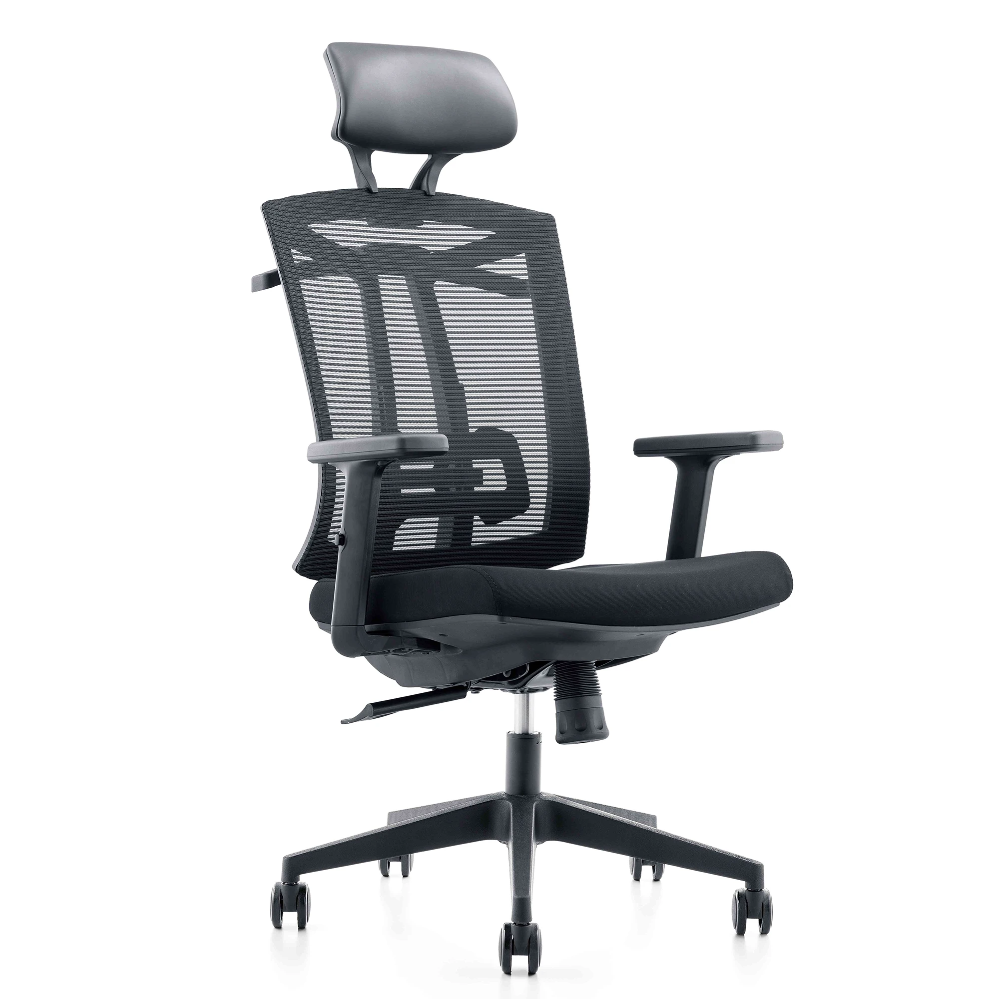 Office Computer Mesh Chair Ergonomic Lifting Swivel Boss Manager Chair Professional 4-Point 2-Line Double-Row Skeleton[US-Stock]
