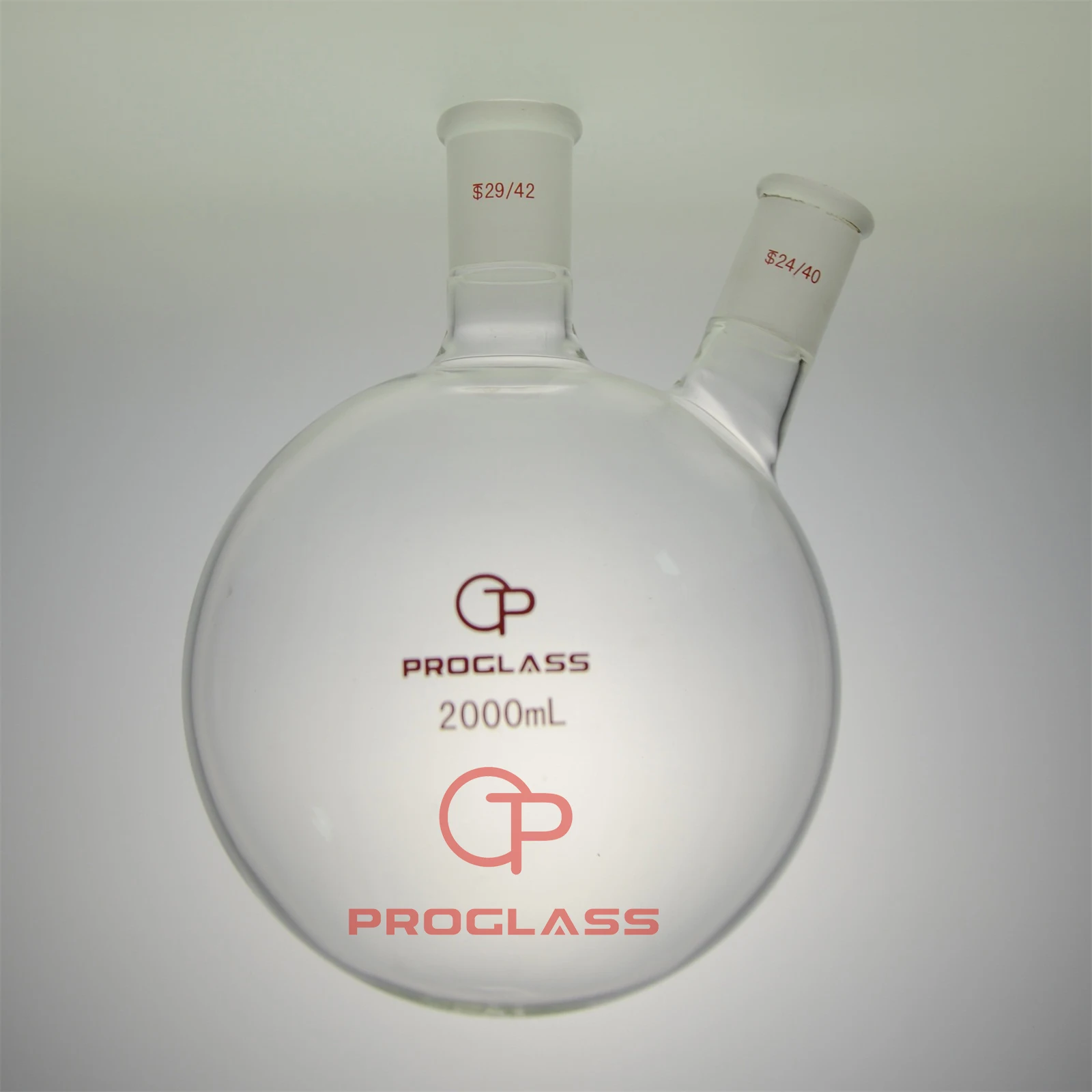 

Two Necks Round Bottom Flask ,HAND BLOWERING,2000mL,29/42 Center Joint,24/40 Side Joint