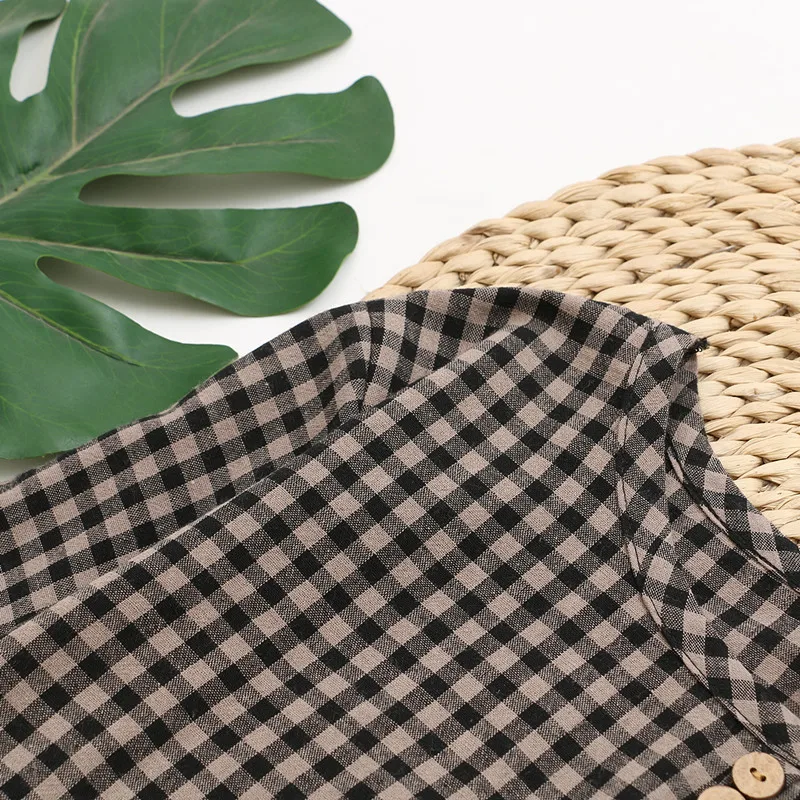Women Plus Size 2021 Fall And Spring Clothing Trendy Round Collar Shirt Long Sleeves Checkered Pattern Widen and Fatten Large