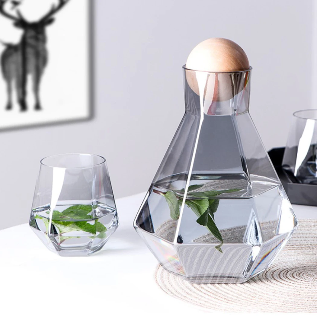 

1200ml 1400ml Glass Water Jug Kettle Tea Pot Water Pots Creativity Irregular Cold Water Kettle With Wooden Ball Juice Carafe