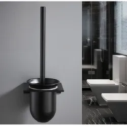 Stainless steel toilet brush holder, black wall mount for bathroom cleaning kit