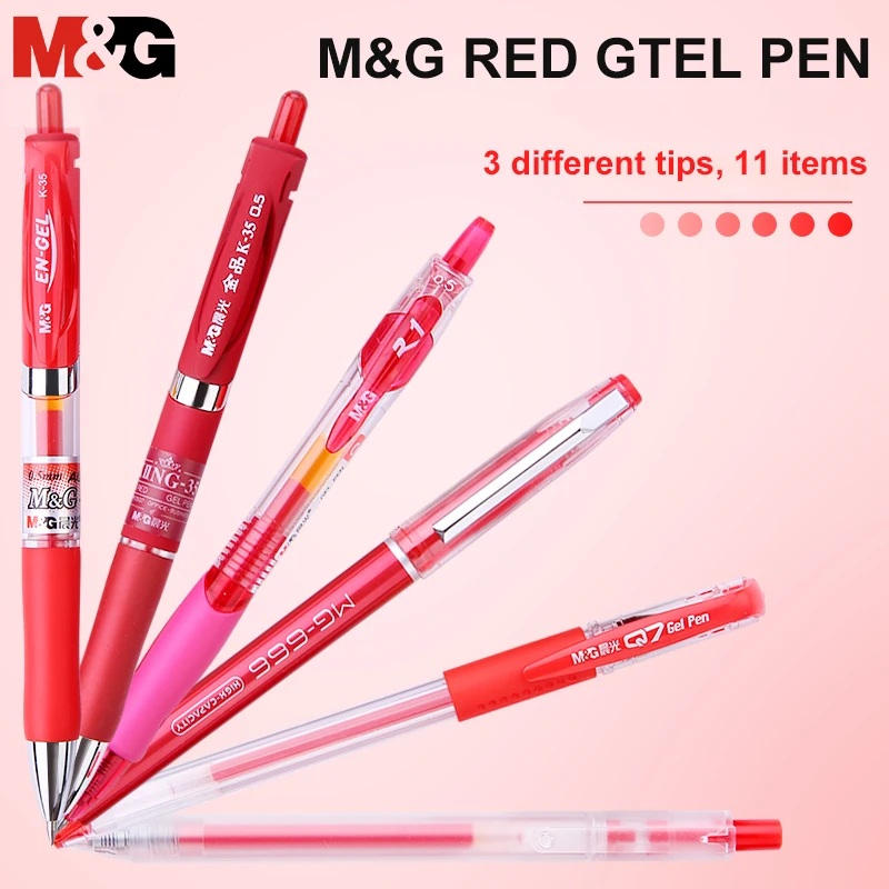 M&G Different Gel Pen 0.5mm 0.7mm Black/Blue/Red Ink Bullet / Needle Pen Retractable Design School Office Writing Pens