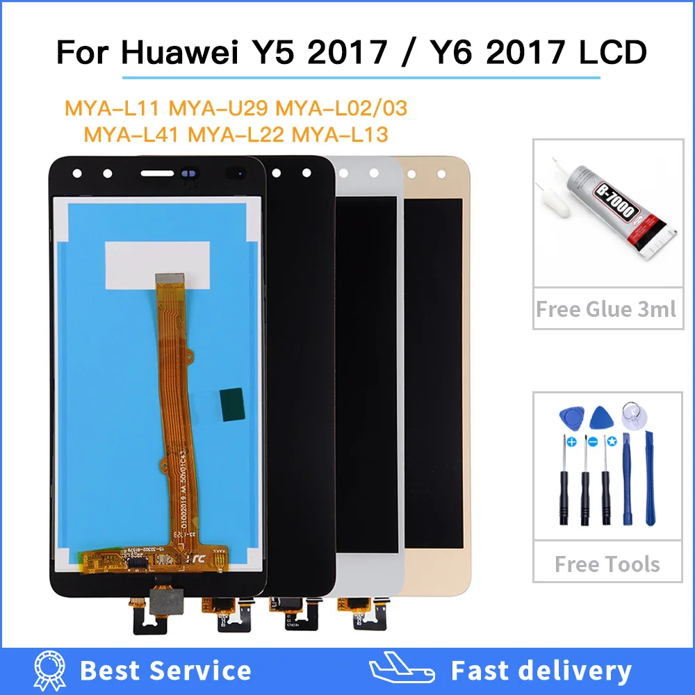 LCD Display For Huawei Nova Young 4G LTE / Y6 2017 / Y5 2017 MYA-L11 L41 U29 MYA L22 L41 LCD Display Touch Screen Frame Replace