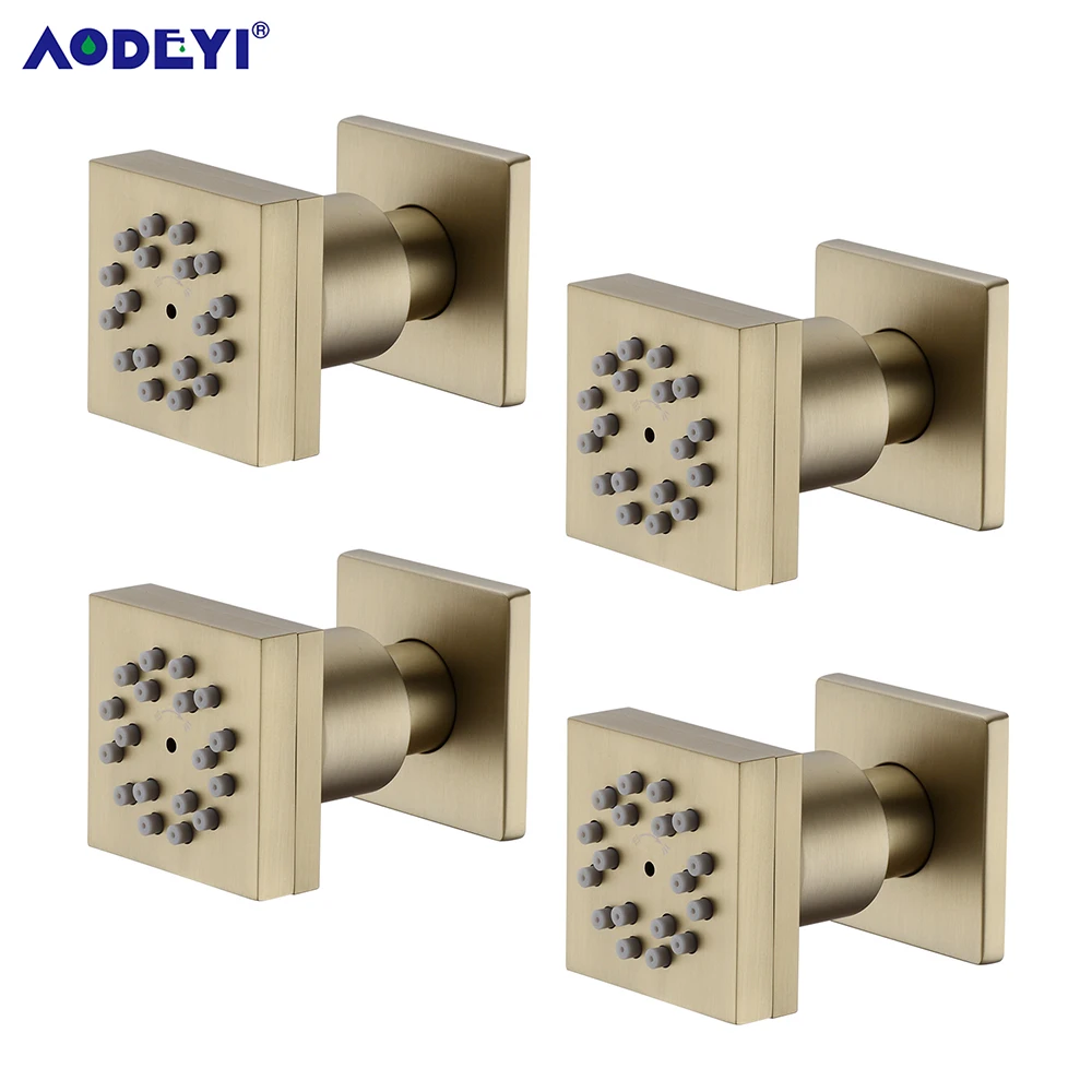 Spray Nozzle Body Jet Hydraulic Acupuncture Massage Water Saving Shower Head Jets Brass Shower Room Brushed Gold Bathroom System