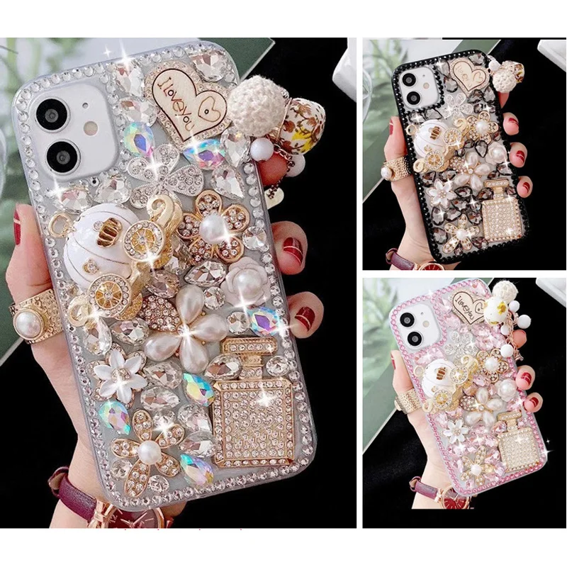 Sunjolly Diamond Case for LG K92 22 51 42 52 62 50 61 22Plus Q92 51 31 Velvet Stylo 5 6 7 5G Bling Rhinestone Phone Cover fundas