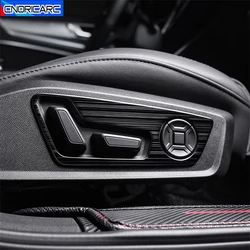 Car Seat Adjustment Decorative Panel Stickers For Audi A6 C8 2019-2022 Stainless Steel Interior Carbon Pattern Accessories Trim