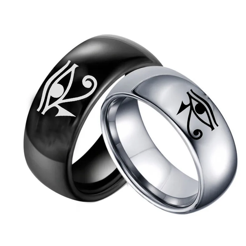 Eye of Horus Logo Couple Rings Stainless Steel Men's Women's Ring Ancient Egyptian Pharaoh Creative Gift Jewelry wholesale