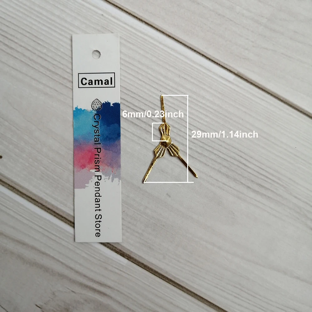 Camal 100pcs 29mm Golden Plated Metal Hook Triangle Bowtie Pins Crystal Prisms Beads Connectors Chandelier Lamp Part