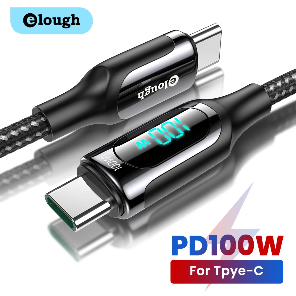 Elough usb tipo c para usbc carregador rápido pd cabo para xiaomi samsung usb c cabo 100w para macbook ipad pro cabo data cabo cabo