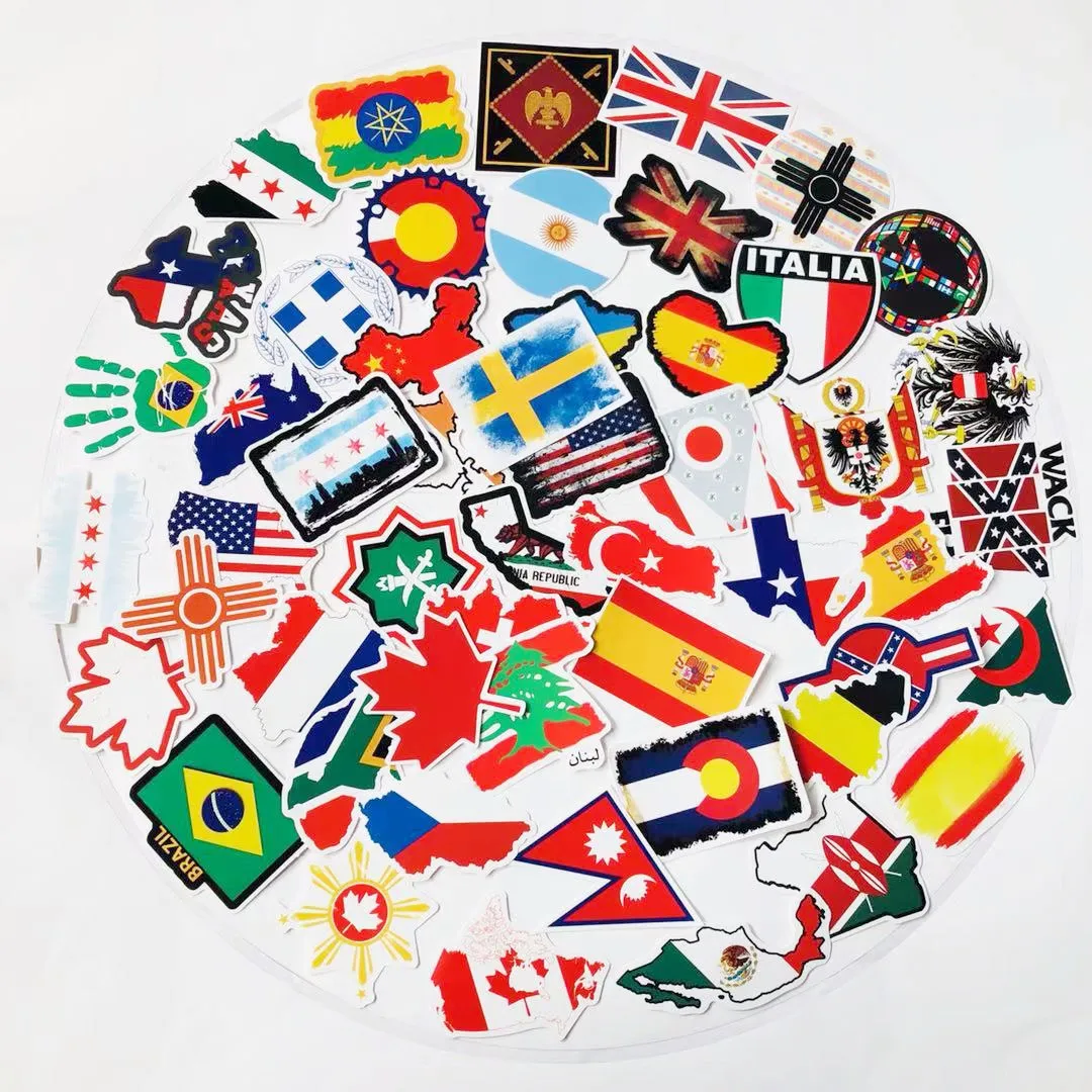 10/30/50pcs World Countries Flags Cartoon Sticker Creative Aesthetic Art Stickers Scrapbook Laptop Diy Kids Toys Decal Stickers