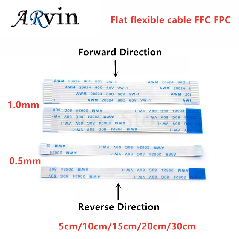10PCS Flat flexible cable FFC FPC AWM 20624 80C 60V VW-1 FFC-0.5MM 1.0MM 4/5/6/8/10/12/14/16/18/20/24/26/30/32 Pin