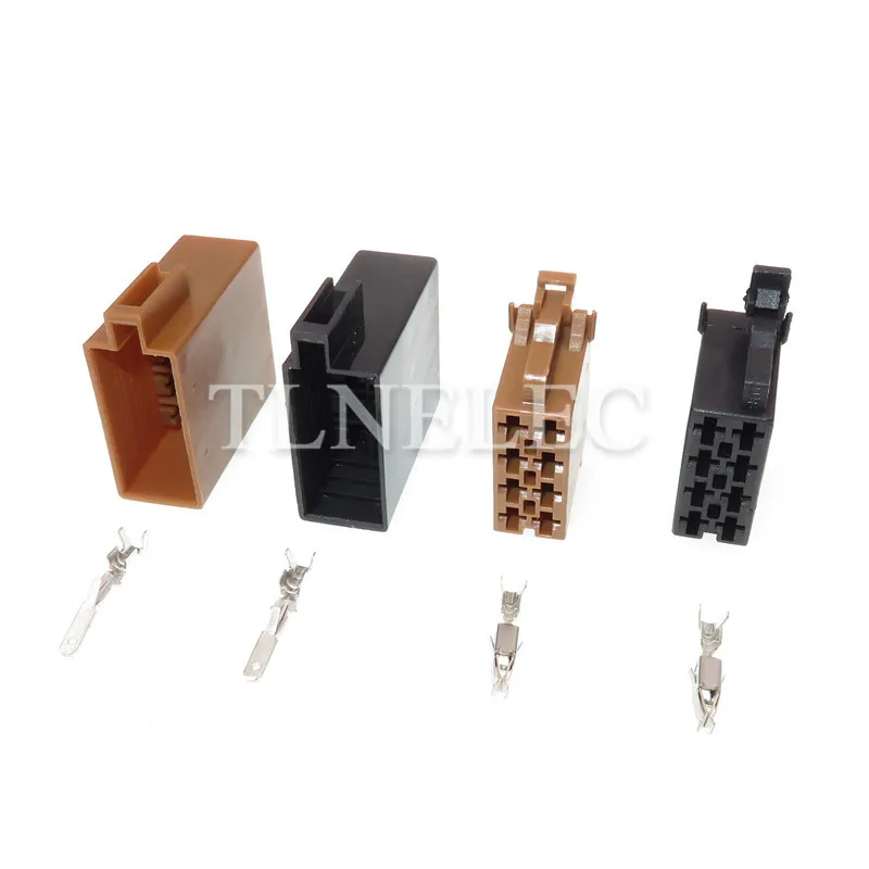 Conector Tyco-ISO CD chifre de rádio para carro, tomada automática, macho fêmea, marrom, preto, ranhura média, 3,5mm, 8 pinos, Toyota, Lexus, VW