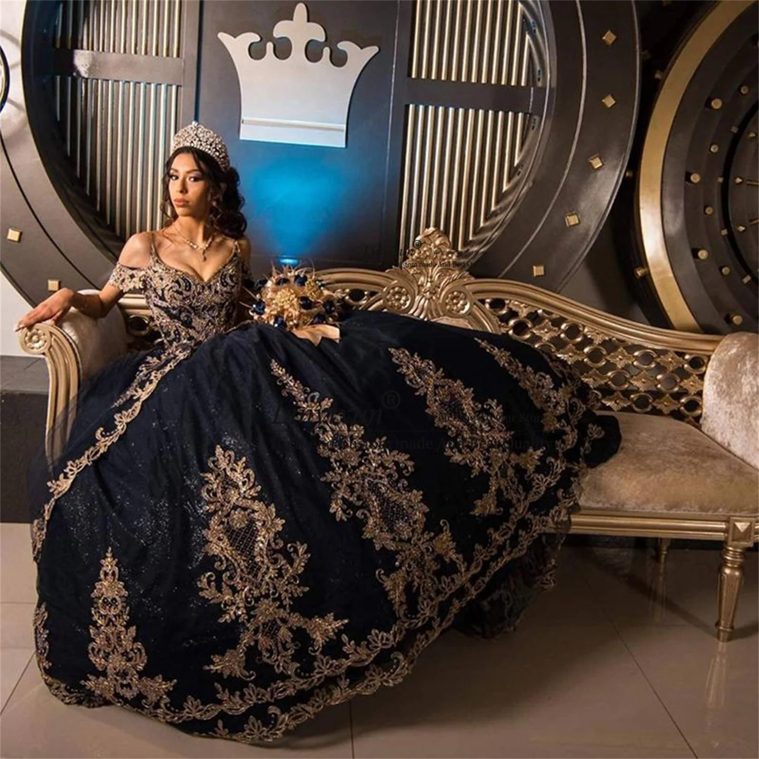 Princess Navy Blue Quinceanera Dresses 2022 Appliques Lace Sweetheart Vestidos De 15 Años Princess Ball Gown Sweet 16 Dress