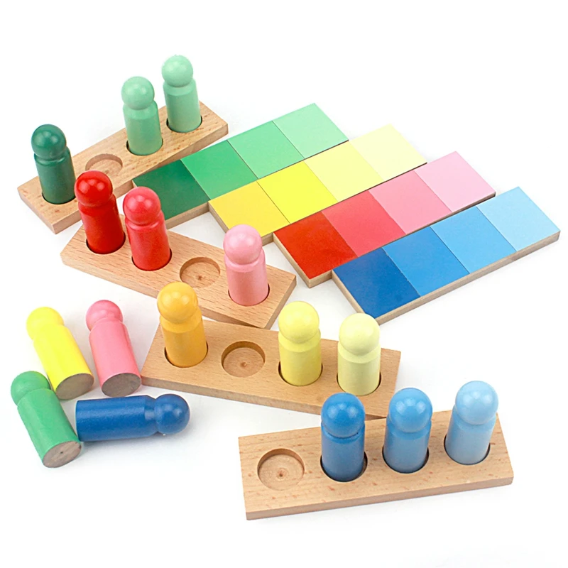 Montessori Materials Color Matching with Wood Board Resemblance Sorting Sensory Toys for Children Preschool Student Teaching Aid