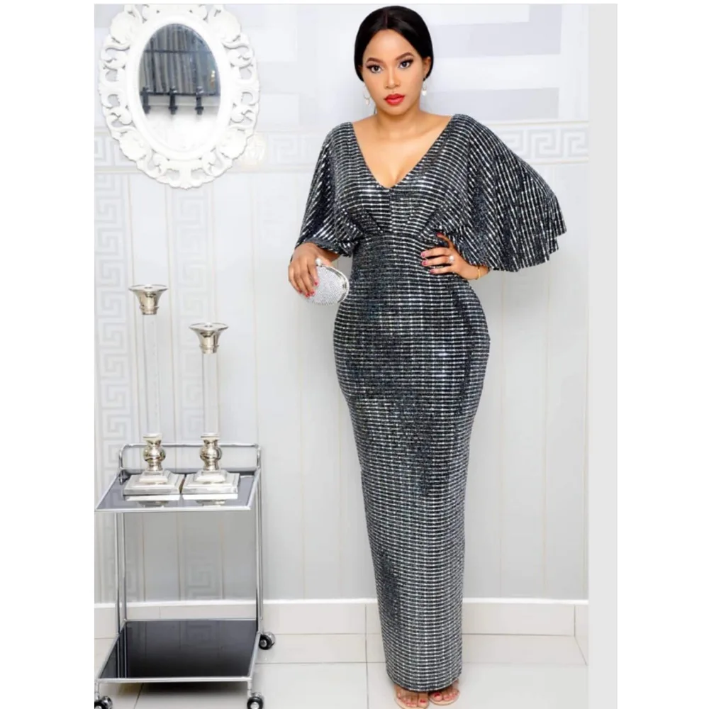 2019 new arrival elegent fashion style african women beauty plus size long dress M-XL