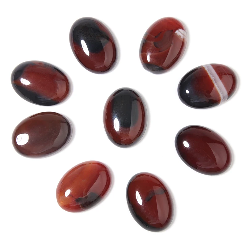 10pcs/Lot Crimson Agate 10*14/13*18/18*25mm Natural Stone Interface Cabochon Loose Beads For  DIY Handmade Necklace Jewelry