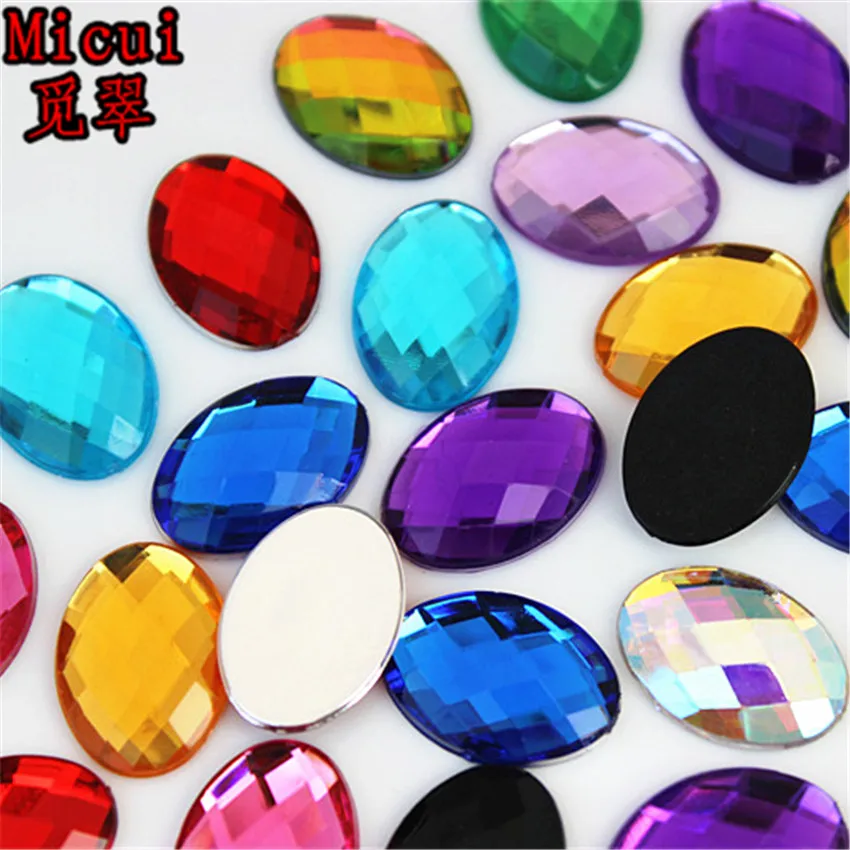 50PCS 13*18mm Oval Shape Acrylic Rhinestones Glue On Flatback Crystal Stones Strass For DIY Crafts Jewelry Making MC724